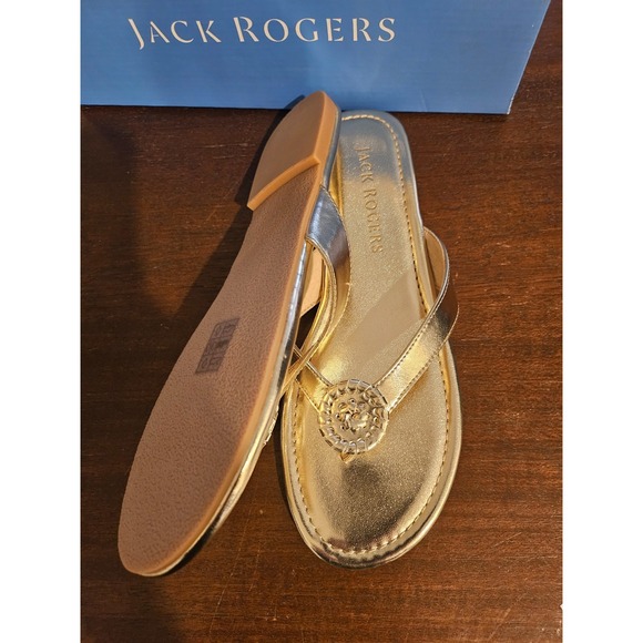 Jack Rogers Rowan Flip Flop Thong Toe Sandal Rondelle Ornament Platinum Size 10M - Picture 9 of 10